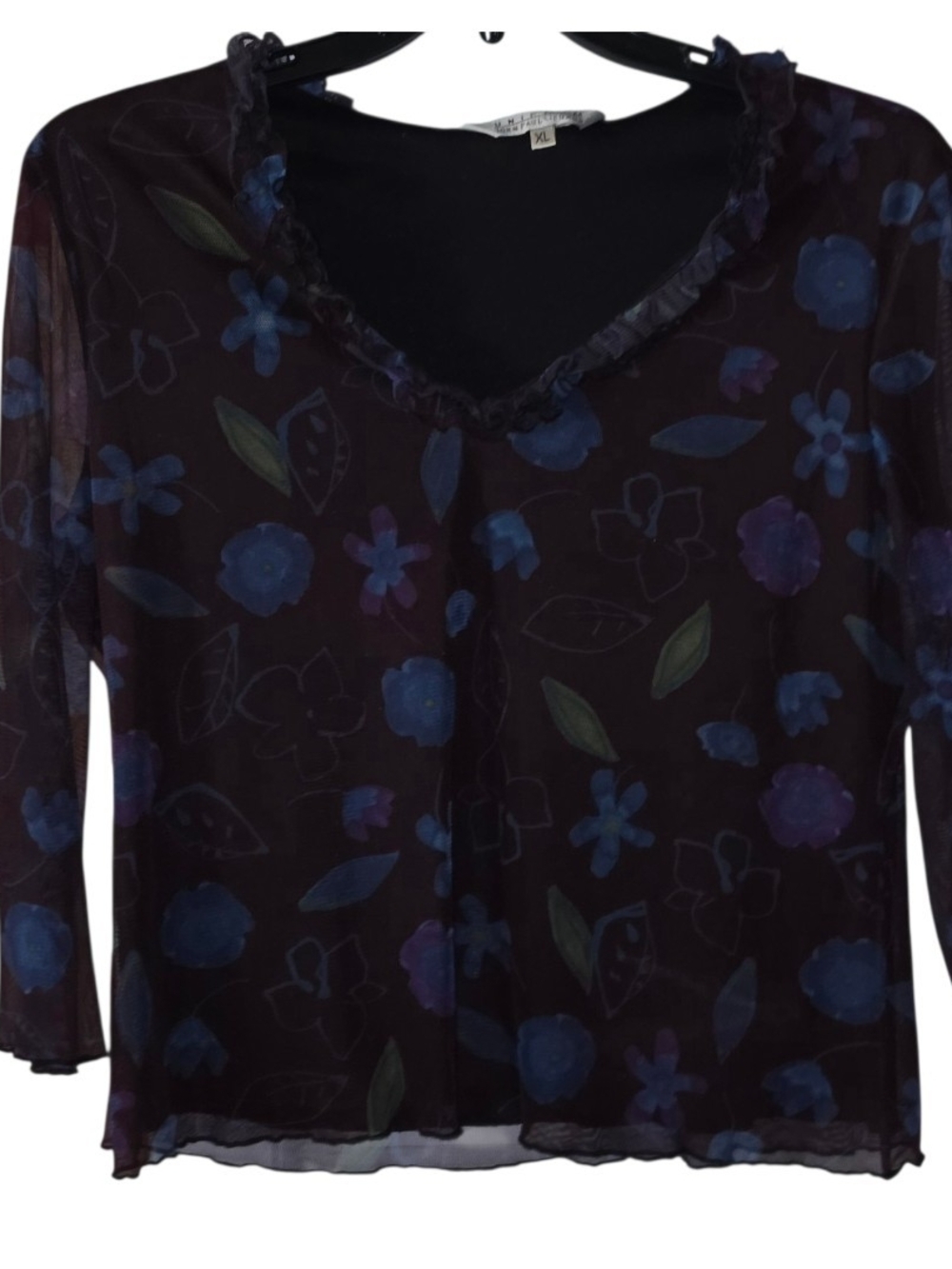 Uniform John Paul Richard Brown Floral Blouse XL